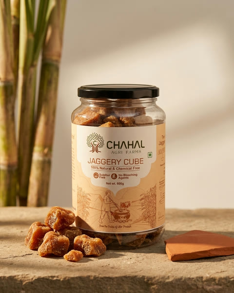Natural sulphur-free jaggery pieces from Chahal Agri Farms